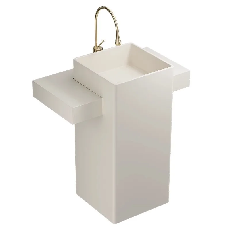 Cream wind square ceramic rock slab countertop column basin bathroom integrated floor type washbasin outdoor 
Cream wind square ceramic rock slab countertop column basin bathroom integrated floor type washbasin outdoor