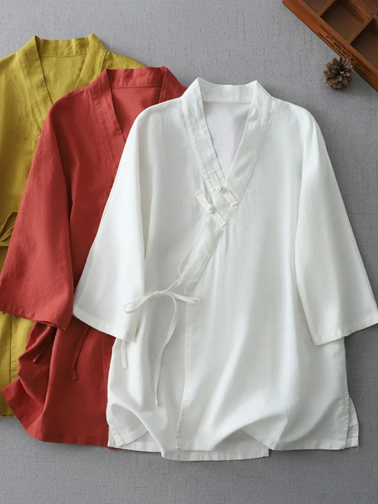 Новый китайский с v-образным вырезом на пуговицах, асимметричный хлопковый льняной женский летний элитный костюм для чая в стиле дзен, топ свободного покроя, регулируемый...
Новый китайский с v-образным вырезом на пуговицах, асимметричный хлопковый льняной женский летний элитный костюм для чая в стиле дзен, топ свободного покроя, регулируемый...