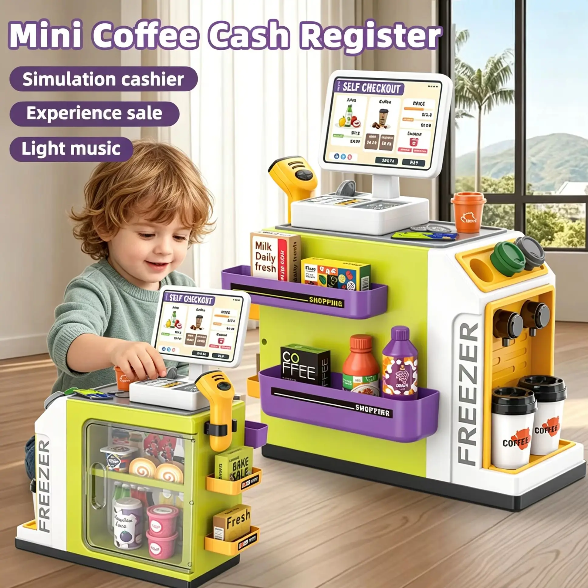 Mini Coffee Cash Register With Light And Music Simulation Rotation Fun Sturdy Girls Household Vending Table Set Toys For Girls
Mini Coffee Cash Register With Light And Music Simulation Rotation Fun Sturdy Girls Household Vending Table Set Toys For Girls