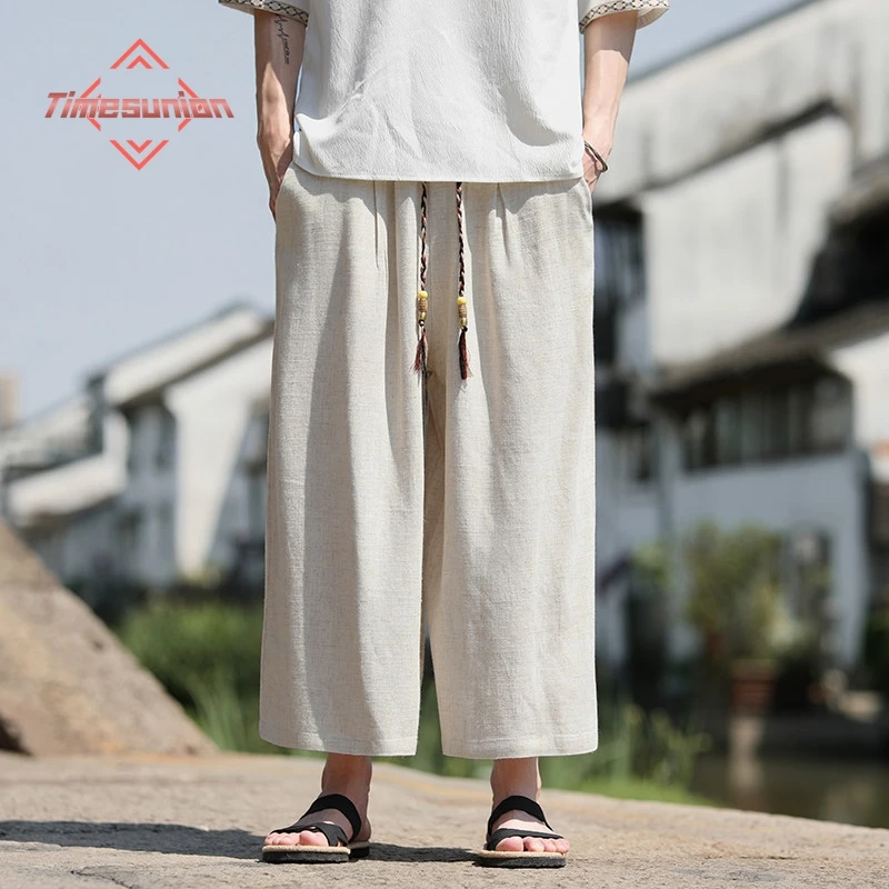 Chinese-style Summer Man Pants Cotton Linen Cropped Pants Comfortable Breathable Loose-fitting Wide-leg Pants
Chinese-style Summer Man Pants Cotton Linen Cropped Pants Comfortable Breathable Loose-fitting Wide-leg Pants