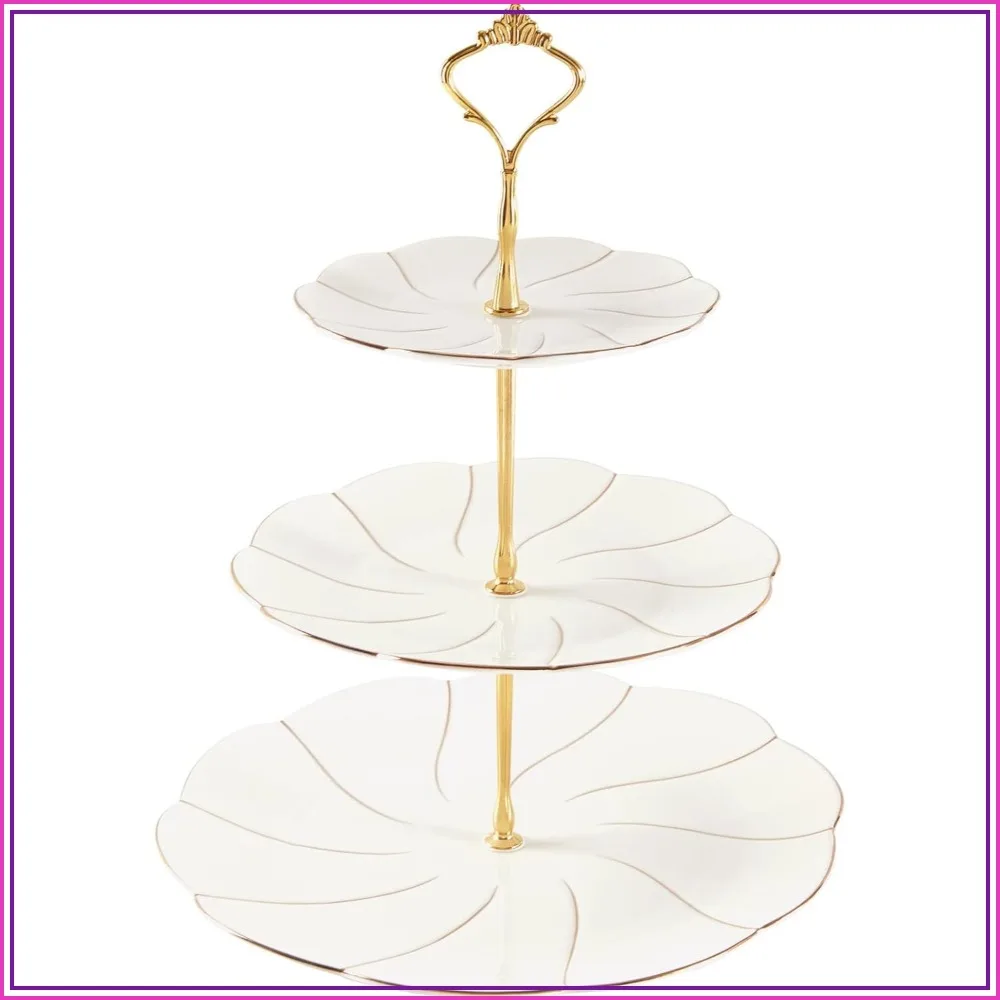 Luxury 3-Tier Cupcake Stand Tower, British Style Porcelain Serving Tray with Golden Trim, Food Grade Dessert Display Stand for Tea Party & Home Décor - 45% Larger Plates
Luxury 3-Tier Cupcake Stand Tower, British Style Porcelain Serving Tray with Golden Trim, Food Grade Dessert Display Stand for Tea Party & Home Décor - 45% Larger Plates