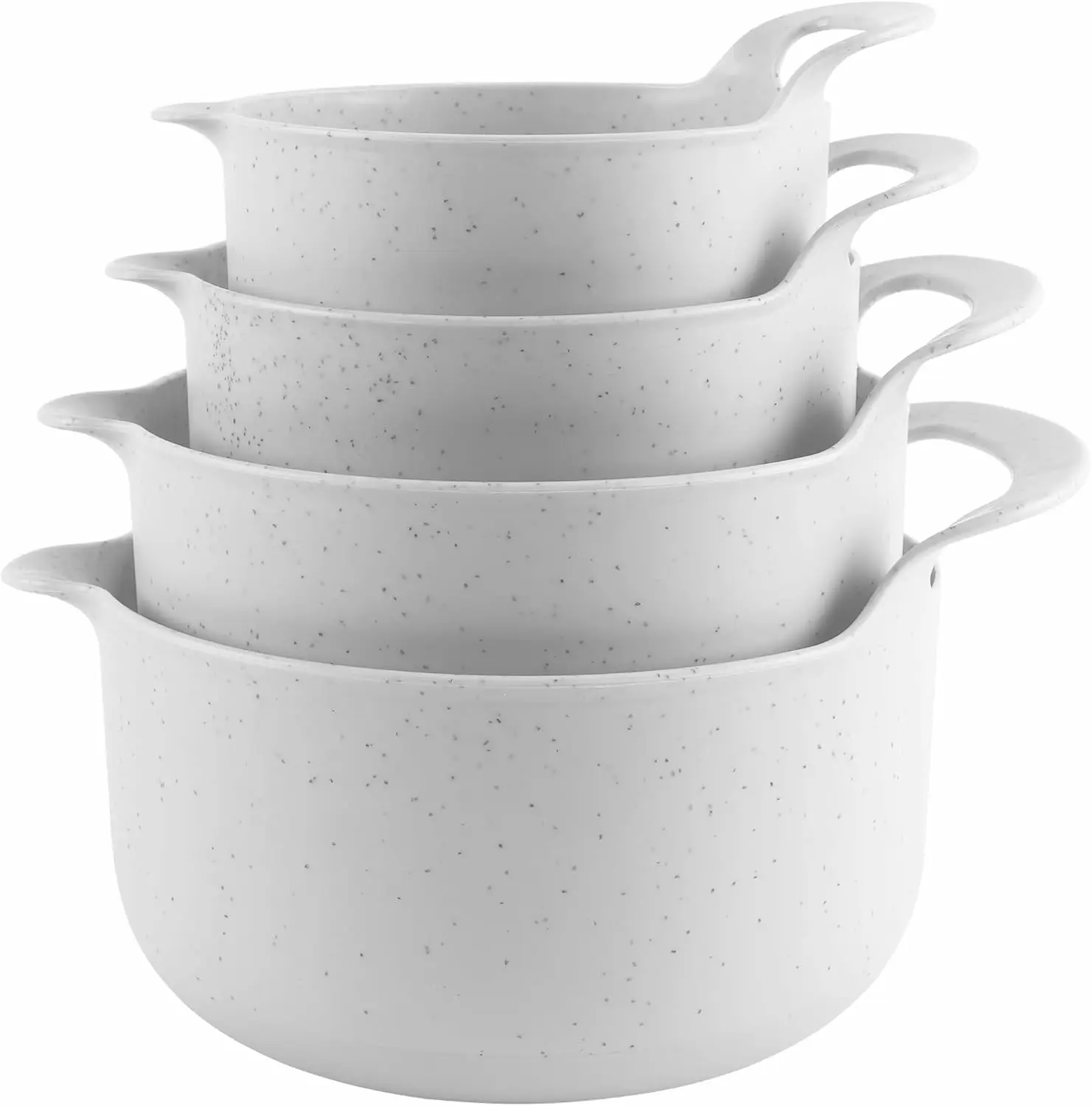 4-Piece Nesting Mixing Bowl Set with Pour Spouts, Handles & Non-Slip Base, Speckled White
4-Piece Nesting Mixing Bowl Set with Pour Spouts, Handles & Non-Slip Base, Speckled White
