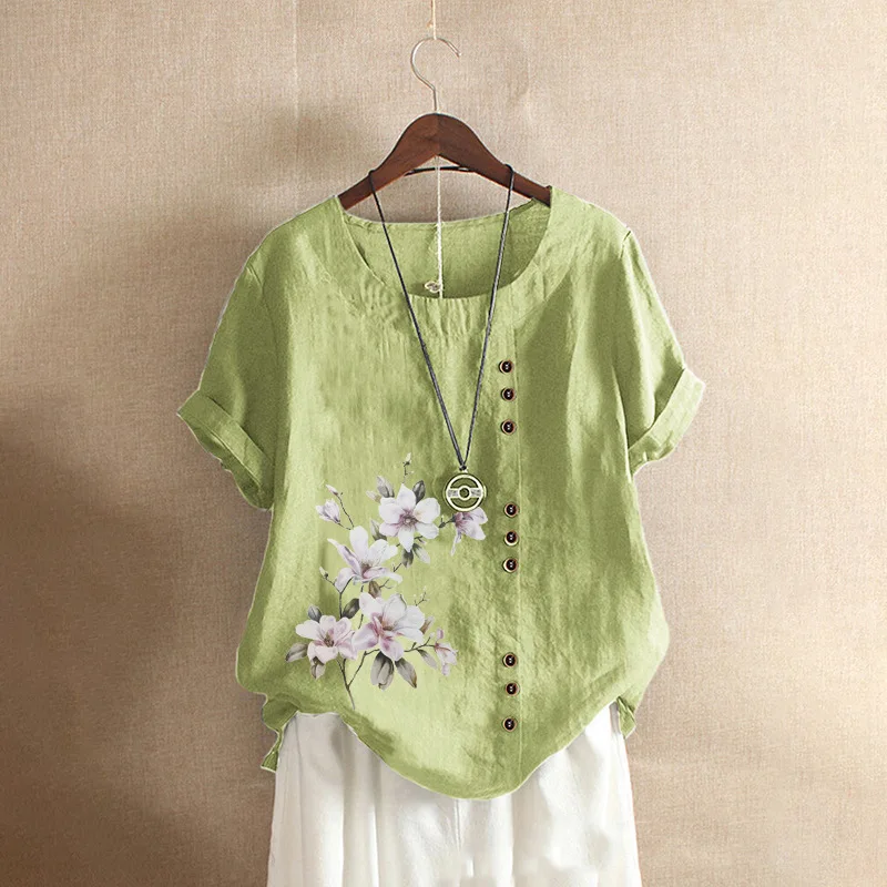 Cotton And Linen Women's Blouse Summer Retro Casual Floral Loose Cotton And Linen Short Sleeved Shirt Tops Femme Blusas Chemise
Cotton And Linen Women's Blouse Summer Retro Casual Floral Loose Cotton And Linen Short Sleeved Shirt Tops Femme Blusas Chemise