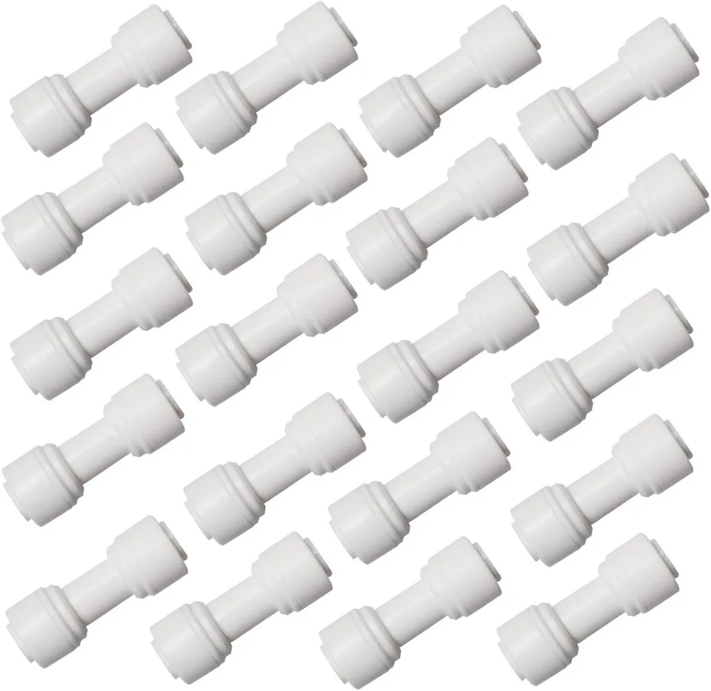 20-Pack 1/4" OD Push-Fit Straight Union Connectors for RO Water Systems
20-Pack 1/4" OD Push-Fit Straight Union Connectors for RO Water Systems