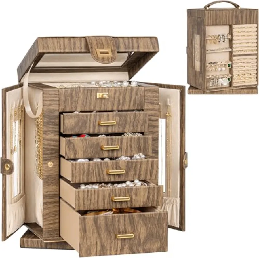 360 ° Вращающаяся шкатулка для драгоценностей, 6-уровневый органайзер, функциональный футляр для хранения ювелирных изделий для женщин и девочек, кольцо, ожерелье, серьги, браслет Holde
360 ° Вращающаяся шкатулка для драгоценностей, 6-уровневый органайзер, функциональный футляр для хранения ювелирных изделий для женщин и девочек, кольцо, ожерелье, серьги, браслет Holde
