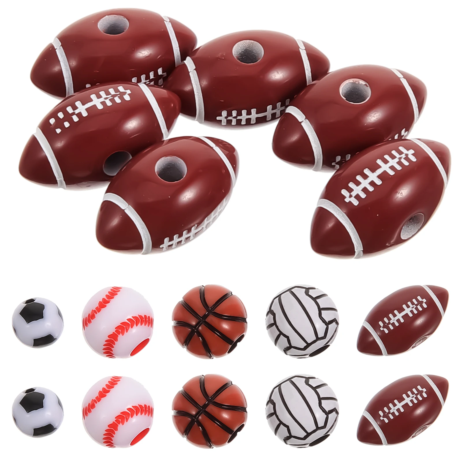 250pcs Sports Beads 8mm Football 12mm Basketball Baseball Volleyball 17x9mm Rugby DIY Crafts for Bracelets Keychains Necklace
250pcs Sports Beads 8mm Football 12mm Basketball Baseball Volleyball 17x9mm Rugby DIY Crafts for Bracelets Keychains Necklace