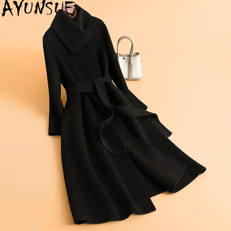AYUNSUE 100% Wool Coat Women Winter Clothes Black Elegant Jackets for Woman Double-sided Woolen Coats 2025 Belt Пальто Женское
AYUNSUE 100% Wool Coat Women Winter Clothes Black Elegant Jackets for Woman Double-sided Woolen Coats 2025 Belt Пальто Женское