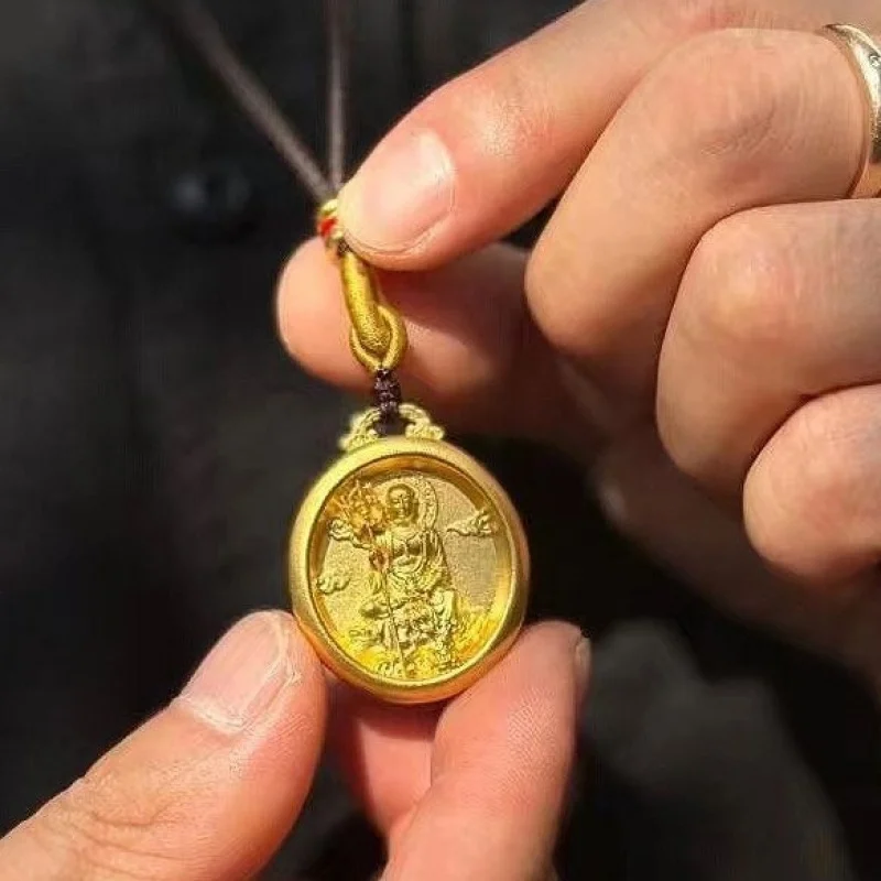 Ethnic-style Ksitigarbha Bodhisattva gold-colored pendant, ancient-style Namo Mahasthamaprapta Ksitigarbha round Buddha amulet p
Ethnic-style Ksitigarbha Bodhisattva gold-colored pendant, ancient-style Namo Mahasthamaprapta Ksitigarbha round Buddha amulet p