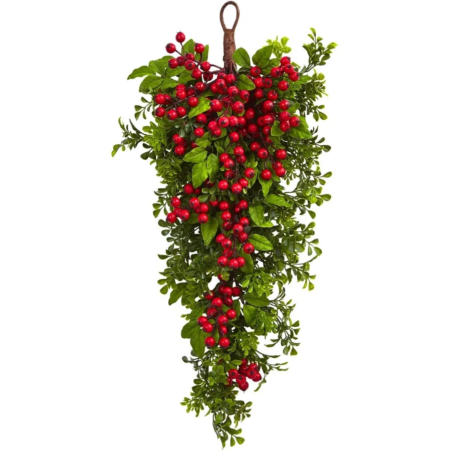 26" Berry Boxwood Teardrop Artificial Plant Red
26" Berry Boxwood Teardrop Artificial Plant Red