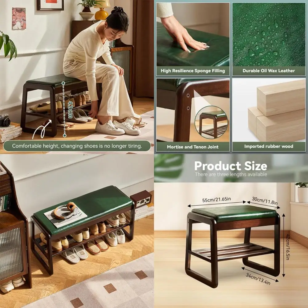 Wooden Entryway Bench with Shoe Storage and Cushion, 2-Tier Cabinet Organizer for Home
Wooden Entryway Bench with Shoe Storage and Cushion, 2-Tier Cabinet Organizer for Home