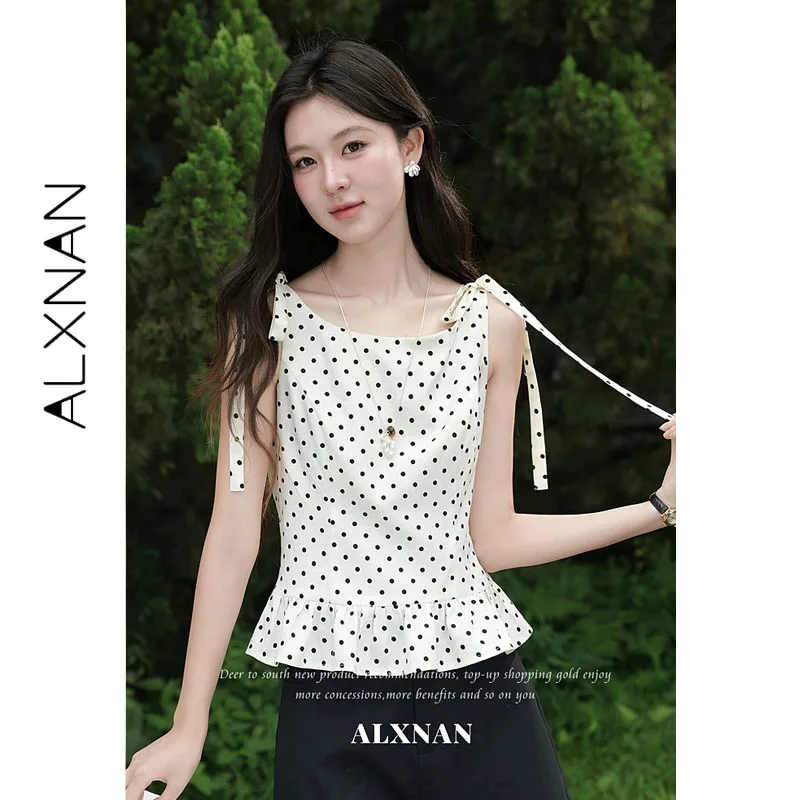 ALXNAN Polka Dot Tank Top Adjustable Tie Straps Waist-Cinched Women Summer Ruffle Hem Sleeveless Tops Holiday Beach Camis L66502
ALXNAN Polka Dot Tank Top Adjustable Tie Straps Waist-Cinched Women Summer Ruffle Hem Sleeveless Tops Holiday Beach Camis L66502
