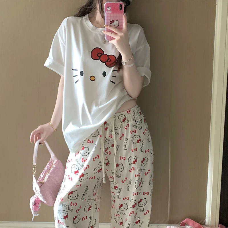 Милый комплект для сна HelloKitty: женская летняя хлопковая пижама с короткими рукавами и шортами, домашняя одежда с мультяшным принтом, комплект из двух предметов
Милый комплект для сна HelloKitty: женская летняя хлопковая пижама с короткими рукавами и шортами, домашняя одежда с мультяшным принтом, комплект из двух предметов