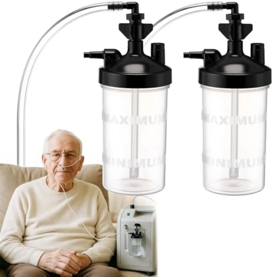 2 Pack Oxygen Humidifier Bottle, Sturdy 6 LPM Humidifier Oxygen Bottle with 12" Adapter Tubing for Home or Travel Portable O2 H
2 Pack Oxygen Humidifier Bottle, Sturdy 6 LPM Humidifier Oxygen Bottle with 12" Adapter Tubing for Home or Travel Portable O2 H