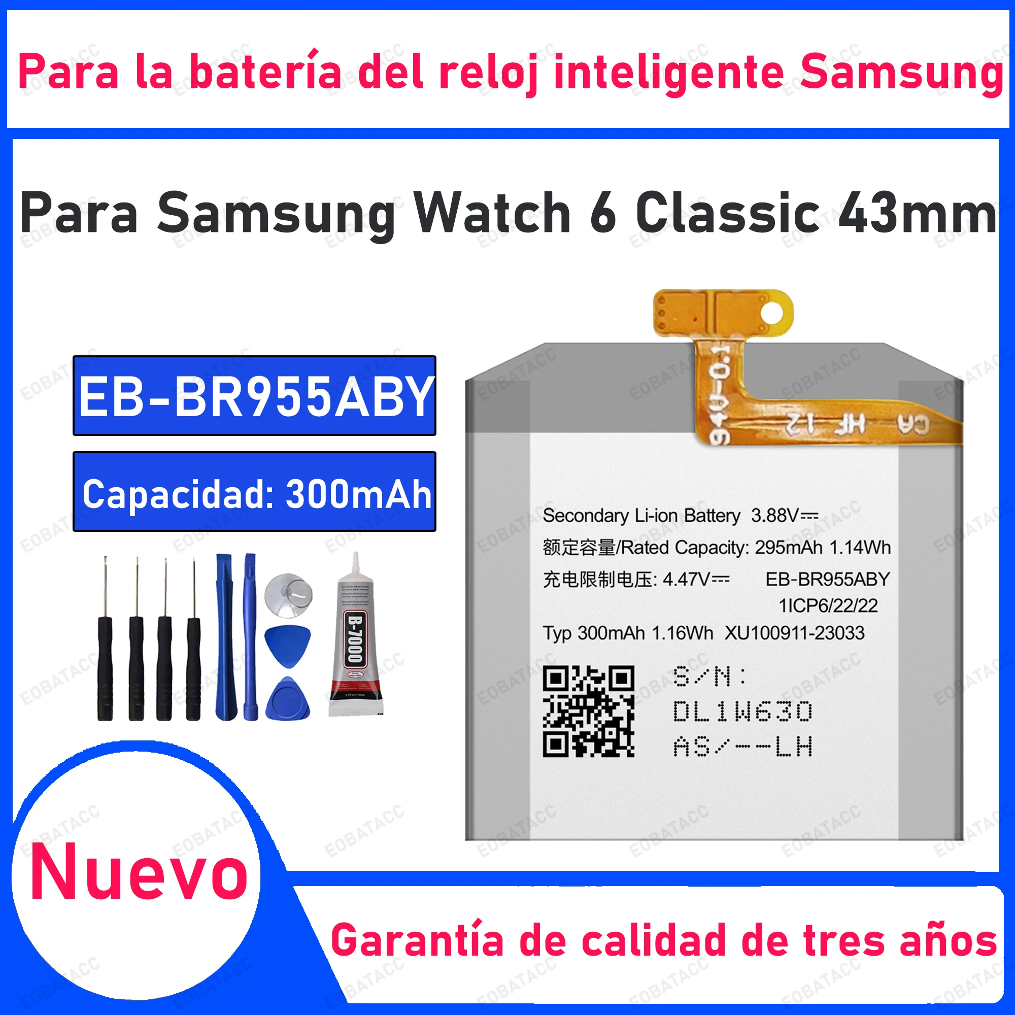 300mAh 100% New EB-BR955ABY Battery For Samsung Watch 6 Classic 43mm Replacement Bateria+Free Tools
300mAh 100% New EB-BR955ABY Battery For Samsung Watch 6 Classic 43mm Replacement Bateria+Free Tools