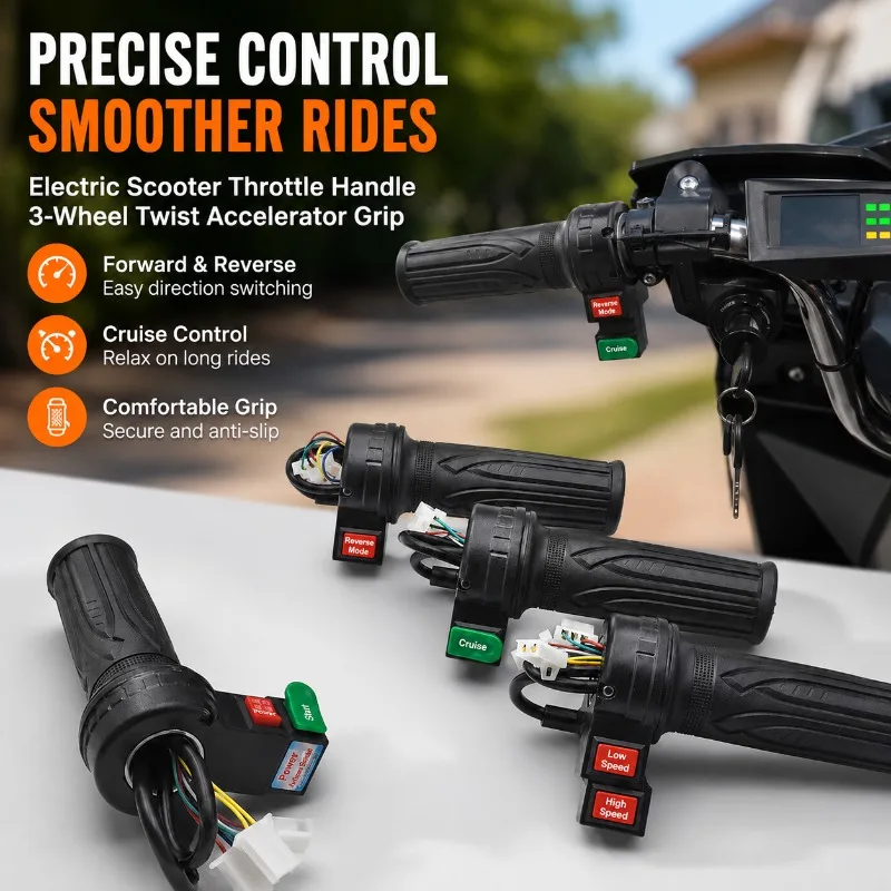 Universal Twist Accelerator Grip, Electric Tricycle Hand Control with Forward Reverse Switch, Smart Cruise Control System
Universal Twist Accelerator Grip, Electric Tricycle Hand Control with Forward Reverse Switch, Smart Cruise Control System