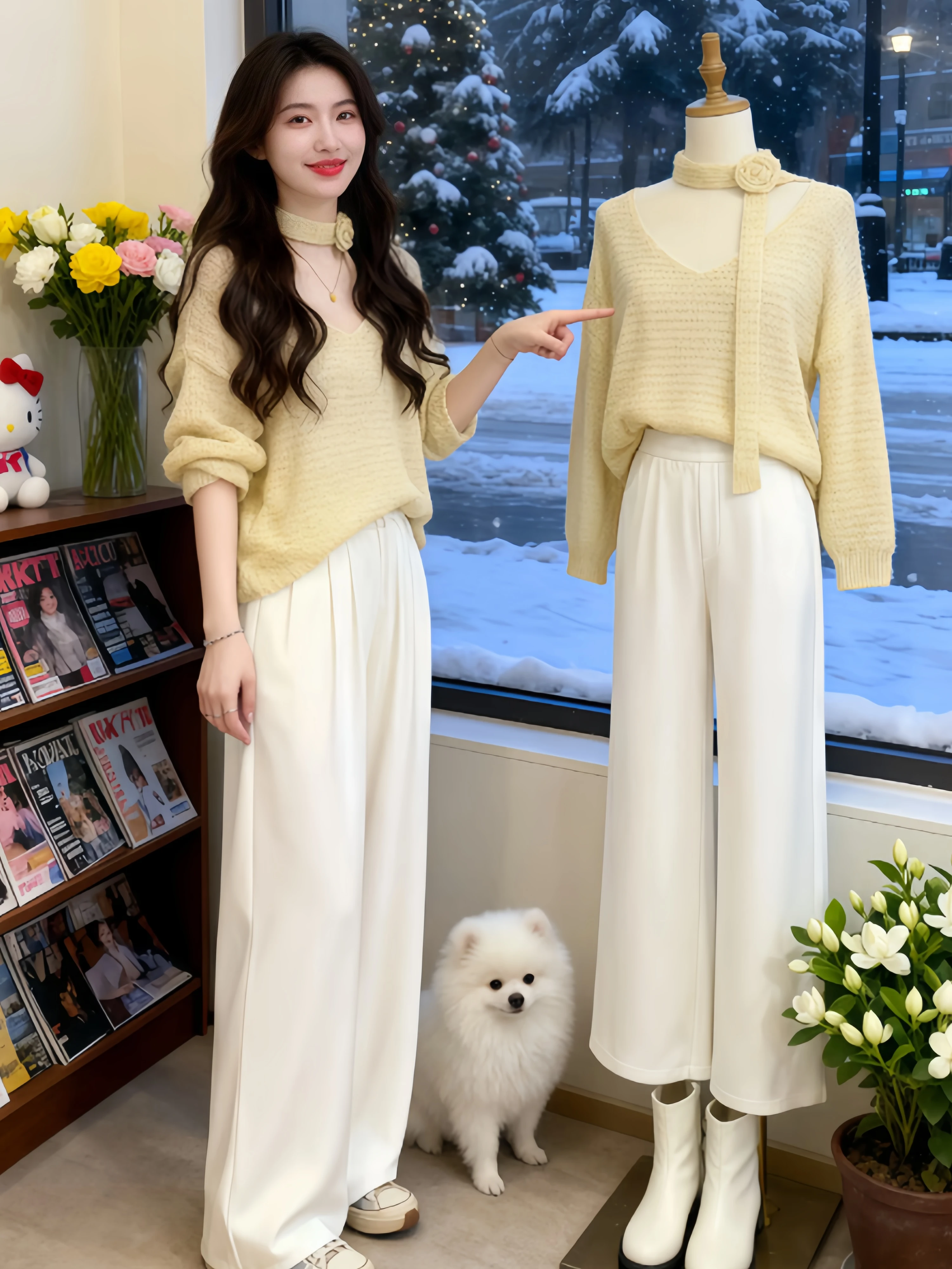 Gentle Breeze Yellow V-Neck Knitted Sweater Women's Autumn Winter Beautiful Floral Sash Casual Loose Fit Long Sleeve Top
Gentle Breeze Yellow V-Neck Knitted Sweater Women's Autumn Winter Beautiful Floral Sash Casual Loose Fit Long Sleeve Top