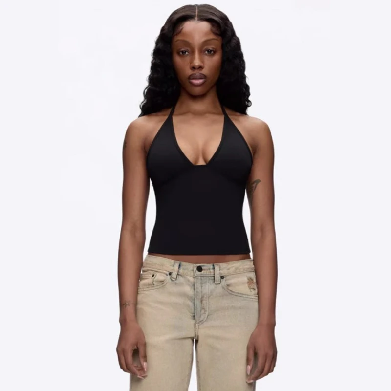 Tank Black Triangle Cup Halter V-Neck Vest Suspender Women's Summer Sexy Low-Cut Backless Top
Tank Black Triangle Cup Halter V-Neck Vest Suspender Women's Summer Sexy Low-Cut Backless Top