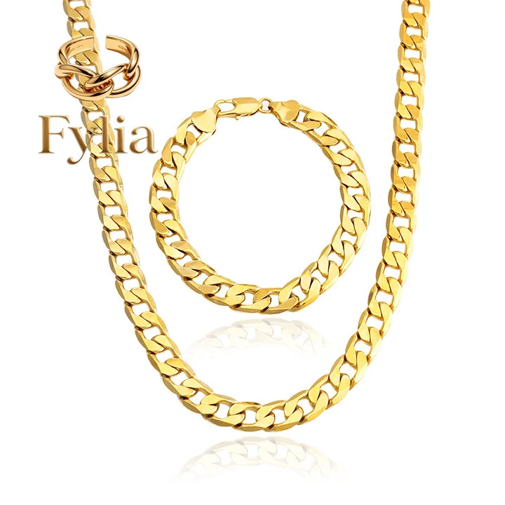 Fylia Jewelry Luxury 24K 9999 Pure Gold real gold Men's Figaro Bracelet 10MM Necklace
Fylia Jewelry Luxury 24K 9999 Pure Gold real gold Men's Figaro Bracelet 10MM Necklace