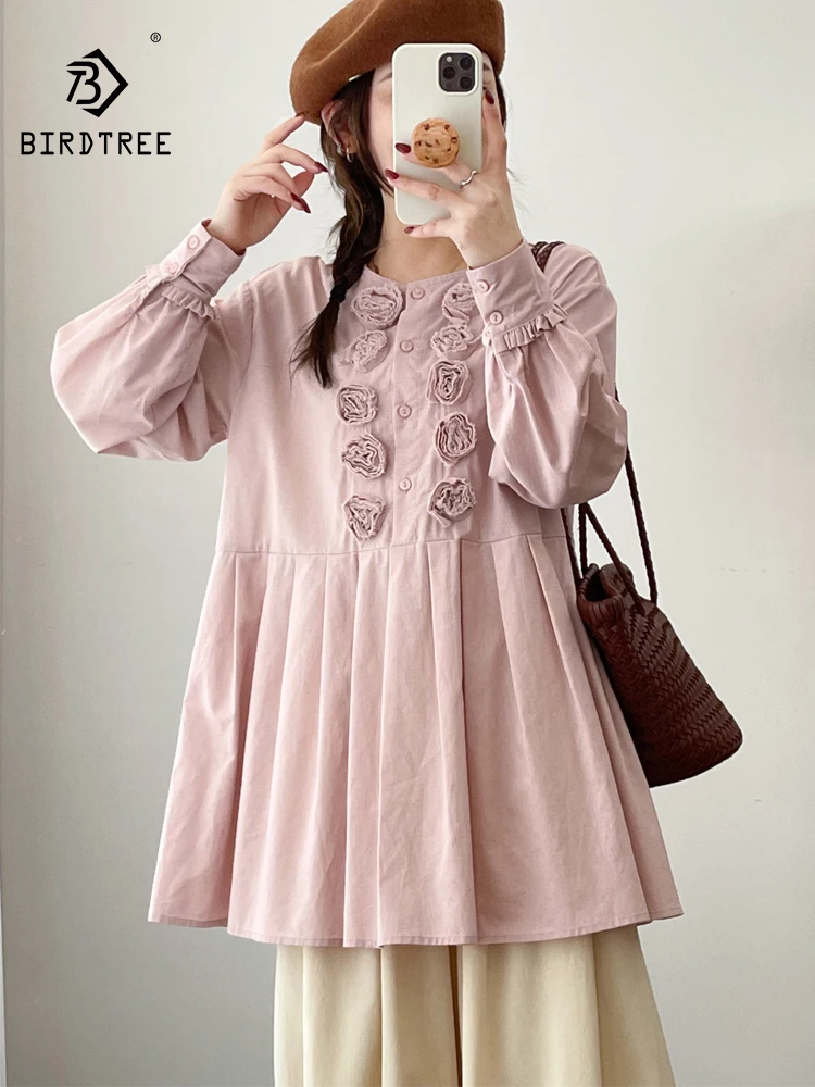 Новая женская хлопковая рубашка с длинным рукавом, весна 2026, с круглым вырезом, 3D цветочной вышивкой, в стиле Mori Girl, милый преппи-стиль, свободная блузка T64120CC
Новая женская хлопковая рубашка с длинным рукавом, весна 2026, с круглым вырезом, 3D цветочной вышивкой, в стиле Mori Girl, милый преппи-стиль, свободная блузка T64120CC