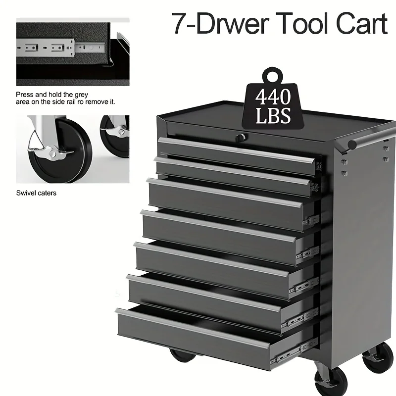 Tool Cabinet Mental Rolling Tool Cart with 7 Drawer Black Color Trolley for Grage Outdoor organizador de herramientas
Tool Cabinet Mental Rolling Tool Cart with 7 Drawer Black Color Trolley for Grage Outdoor organizador de herramientas