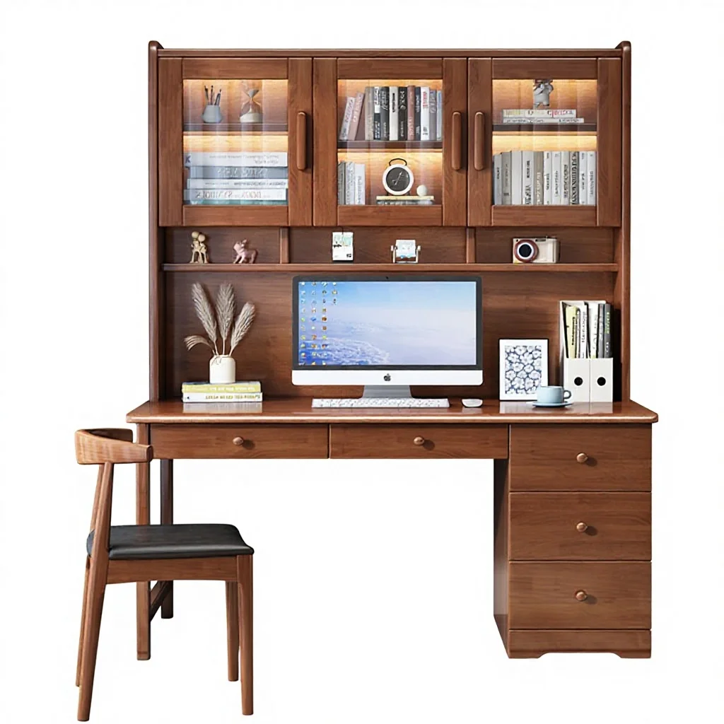 #@Solid Wood All-in-one Desk Computer Bookshelf Bookcase Children's Study Desk Chair Bedroom Student Writing Household
#@Solid Wood All-in-one Desk Computer Bookshelf Bookcase Children's Study Desk Chair Bedroom Student Writing Household