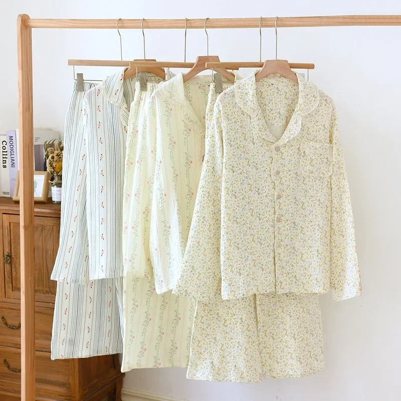 100% Cotton Gauze Women Pajamas 2025 New Spring/Autumn Sleepwear Female 2 Piece Set Nightwear Lady Pyjamas Loungewear
100% Cotton Gauze Women Pajamas 2025 New Spring/Autumn Sleepwear Female 2 Piece Set Nightwear Lady Pyjamas Loungewear