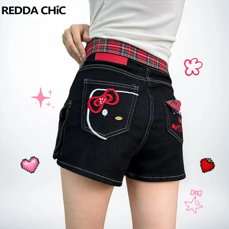 REDDACHiC Fold Over Denim Shorts Kawaii Embroidered Pockets Stitch Plaid Stretchy Low Waisted Bootypants Gyaru Y2k Women Clothes
REDDACHiC Fold Over Denim Shorts Kawaii Embroidered Pockets Stitch Plaid Stretchy Low Waisted Bootypants Gyaru Y2k Women Clothes