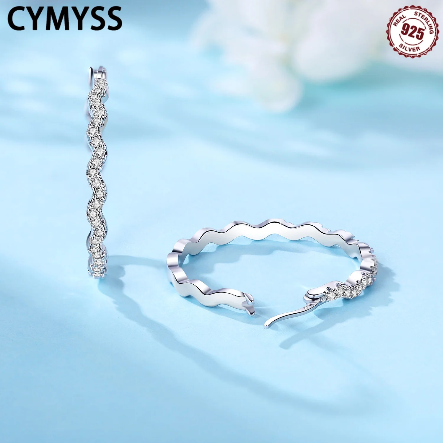 CYMYSS 2025 New 925 Silver Jewelry Zircon Wave Hoop Earrings Boutique Birthday Party Gift Jewelry Women Sterling Silver Earrings
CYMYSS 2025 New 925 Silver Jewelry Zircon Wave Hoop Earrings Boutique Birthday Party Gift Jewelry Women Sterling Silver Earrings
