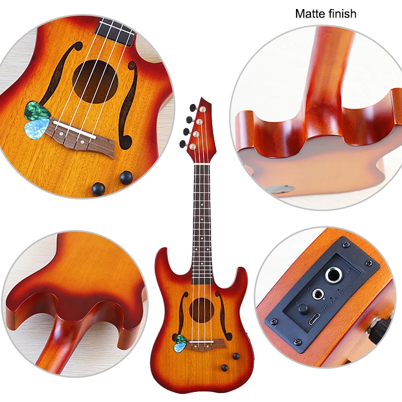 New Arrival 26 Inch Electric Ukulele Guitar Full Okoume Wood Guitar Body 4 String Mini Uk Guitar Children Gift With Foambag 
New Arrival 26 Inch Electric Ukulele Guitar Full Okoume Wood Guitar Body 4 String Mini Uk Guitar Children Gift With Foambag