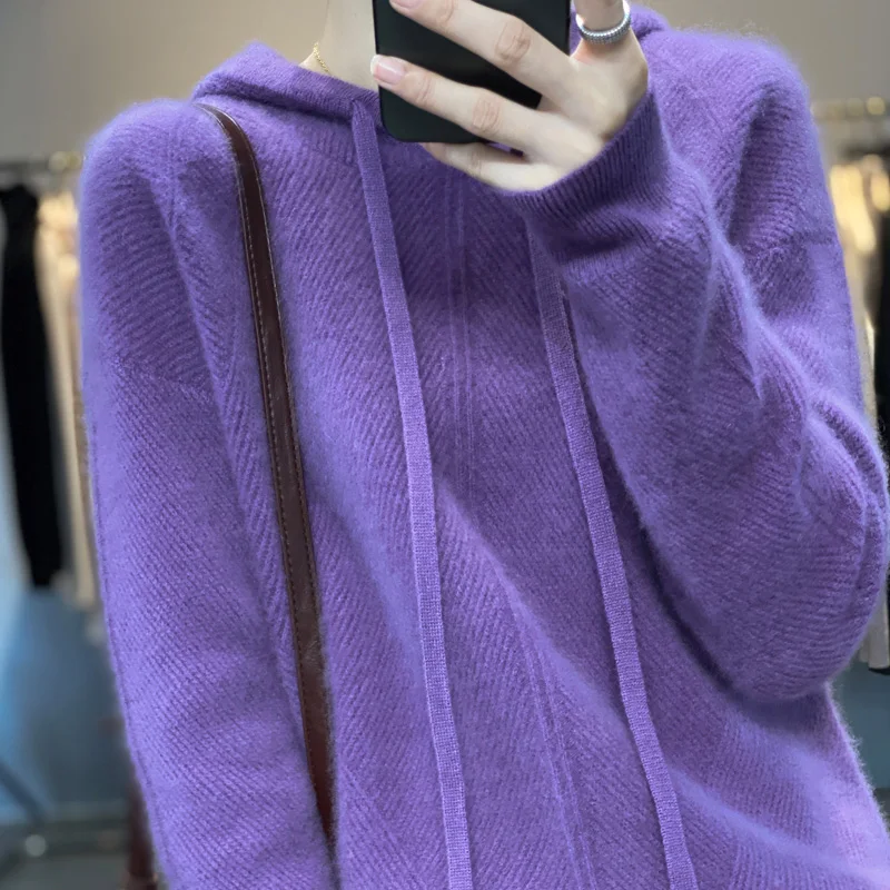 Fashion 100% Merino Wool Solid Color Hooded Sweater Cashmere Pullover Long Sleeves Women Basic Comfortable Soft Clothing Top
Fashion 100% Merino Wool Solid Color Hooded Sweater Cashmere Pullover Long Sleeves Women Basic Comfortable Soft Clothing Top