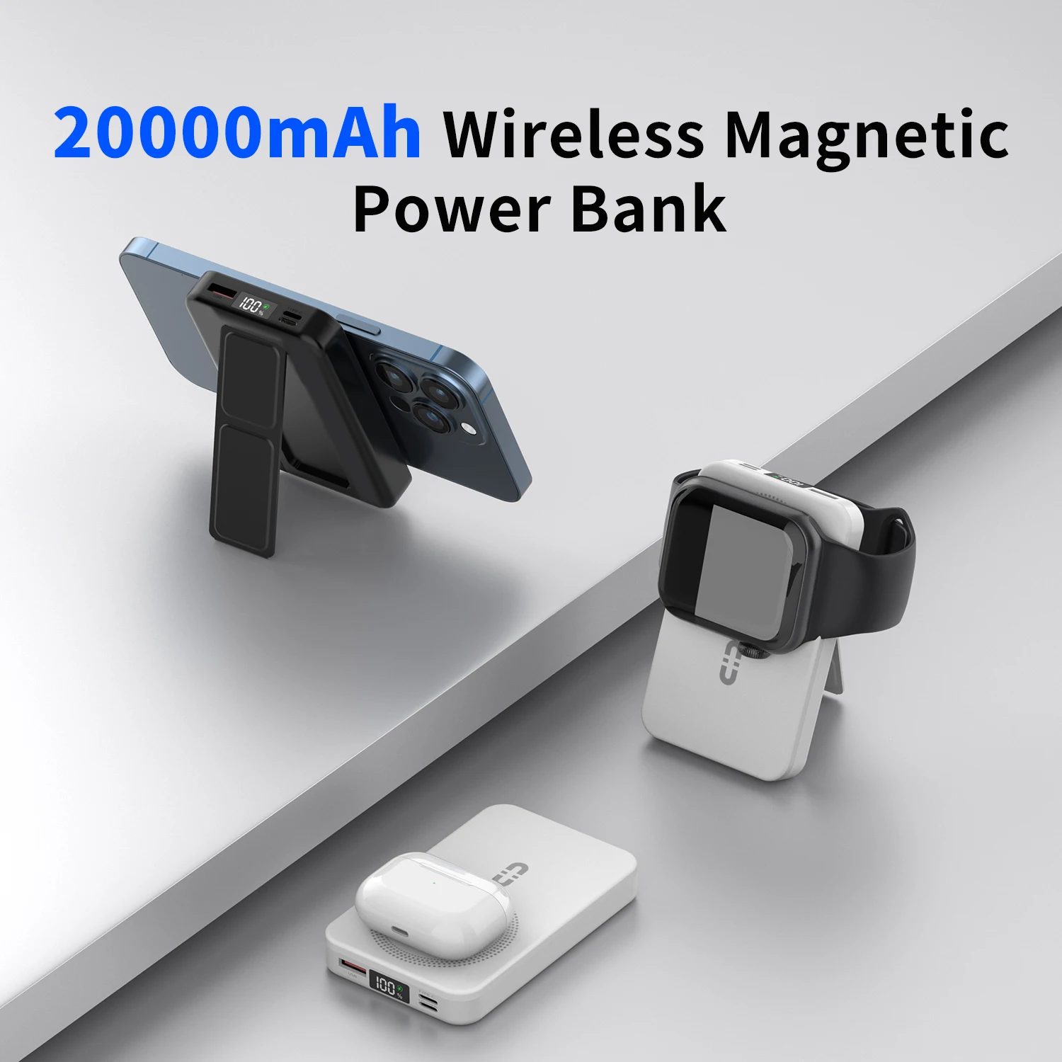 20000mAh Magnetic Wireless Power Bank With Stand, LED Power Display, 22.5W Fast Charging, Best Choice For Holiday Gifts
20000mAh Magnetic Wireless Power Bank With Stand, LED Power Display, 22.5W Fast Charging, Best Choice For Holiday Gifts