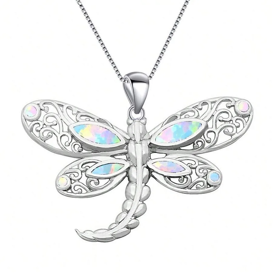 's Popular Forest Series Opal Blue Dragonfly Necklace, Blue Dragonfly Pendant Jewelry Inlaid With Opal
's Popular Forest Series Opal Blue Dragonfly Necklace, Blue Dragonfly Pendant Jewelry Inlaid With Opal