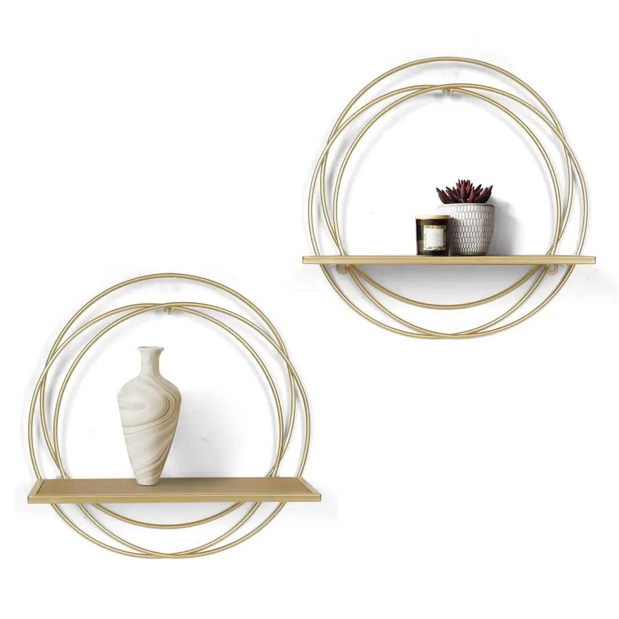 16 Floating Shelves Set of 2, Gold Wall Shelf with Round Metal Frame, Foldable Wooden Hanging Shelves for Storage, Living Room D
16 Floating Shelves Set of 2, Gold Wall Shelf with Round Metal Frame, Foldable Wooden Hanging Shelves for Storage, Living Room D