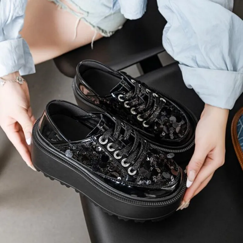 Fashion Synthetic Bling 8CM Platform Wedge Heel Women Casual Shoes Chunky Sneakers Ankle Booties Shoes Female Vulcanize Slippers
Fashion Synthetic Bling 8CM Platform Wedge Heel Women Casual Shoes Chunky Sneakers Ankle Booties Shoes Female Vulcanize Slippers