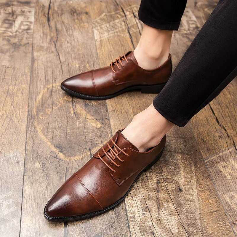 2023 New Mens Leather Shoes Black Brown HandmadePointed Toe Dress Lace Up Shoes Wedding Office Business Formal Shoes
2023 New Mens Leather Shoes Black Brown HandmadePointed Toe Dress Lace Up Shoes Wedding Office Business Formal Shoes