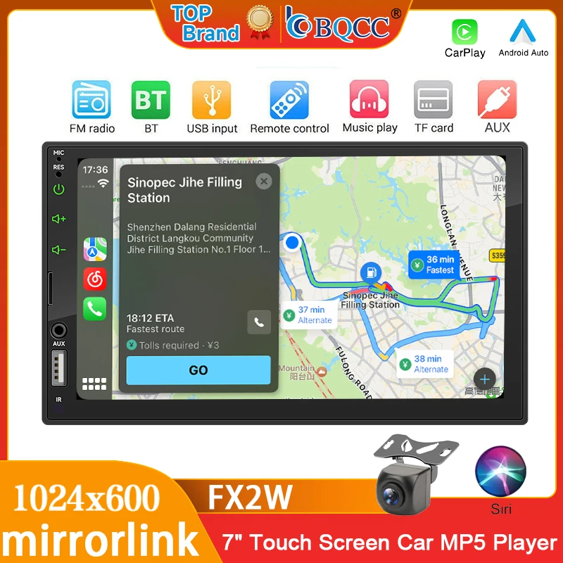 BQCC FX2W 7 Inch 2DIN Car Stereo MP5 CarPlay Android Auto Bluetooth AUX USB TF Card 7 Color Light Wiring Safety Protection
BQCC FX2W 7 Inch 2DIN Car Stereo MP5 CarPlay Android Auto Bluetooth AUX USB TF Card 7 Color Light Wiring Safety Protection
