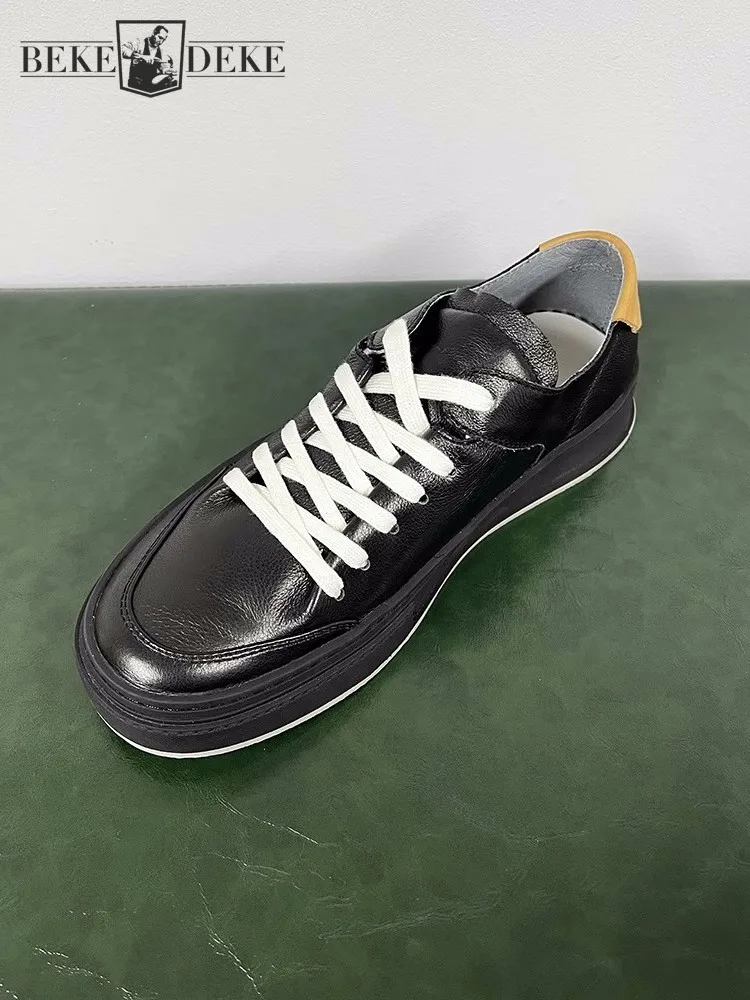 Mens Genuine Leather Casual Skateboard Shoes Lace Up Thick Platform Sneakers Breathable Soft Leather Joggers Trainers Shoes
Mens Genuine Leather Casual Skateboard Shoes Lace Up Thick Platform Sneakers Breathable Soft Leather Joggers Trainers Shoes