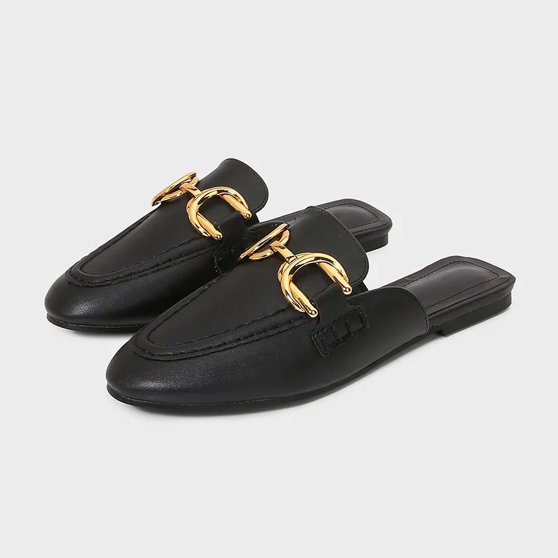 Za slippers women's half slippers 2025 summer new black women's shoes metal horsebit decoration sandals flats toe cap sandals
Za slippers women's half slippers 2025 summer new black women's shoes metal horsebit decoration sandals flats toe cap sandals