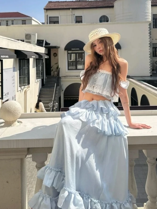 Summer Beach Vacation Style Women's Beautiful Matching Set Halter Neck Top And Patchwork Long Skirt High Waist Two-Piece Suit
Summer Beach Vacation Style Women's Beautiful Matching Set Halter Neck Top And Patchwork Long Skirt High Waist Two-Piece Suit