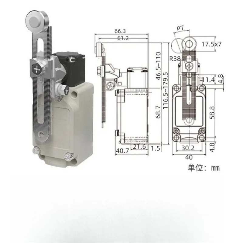 KXL-703 Adjustable Roller Handle Type, Vertical, Stroke Limit Switch
KXL-703 Adjustable Roller Handle Type, Vertical, Stroke Limit Switch
