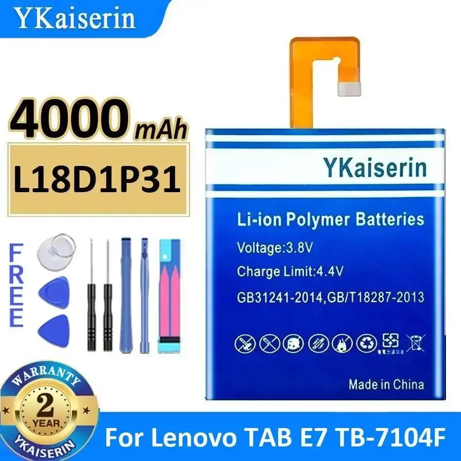 Tablet Battery L18D1P31 4000Mah For Lenovo Tab E7 TB-7104F Reliable Replacement
Tablet Battery L18D1P31 4000Mah For Lenovo Tab E7 TB-7104F Reliable Replacement