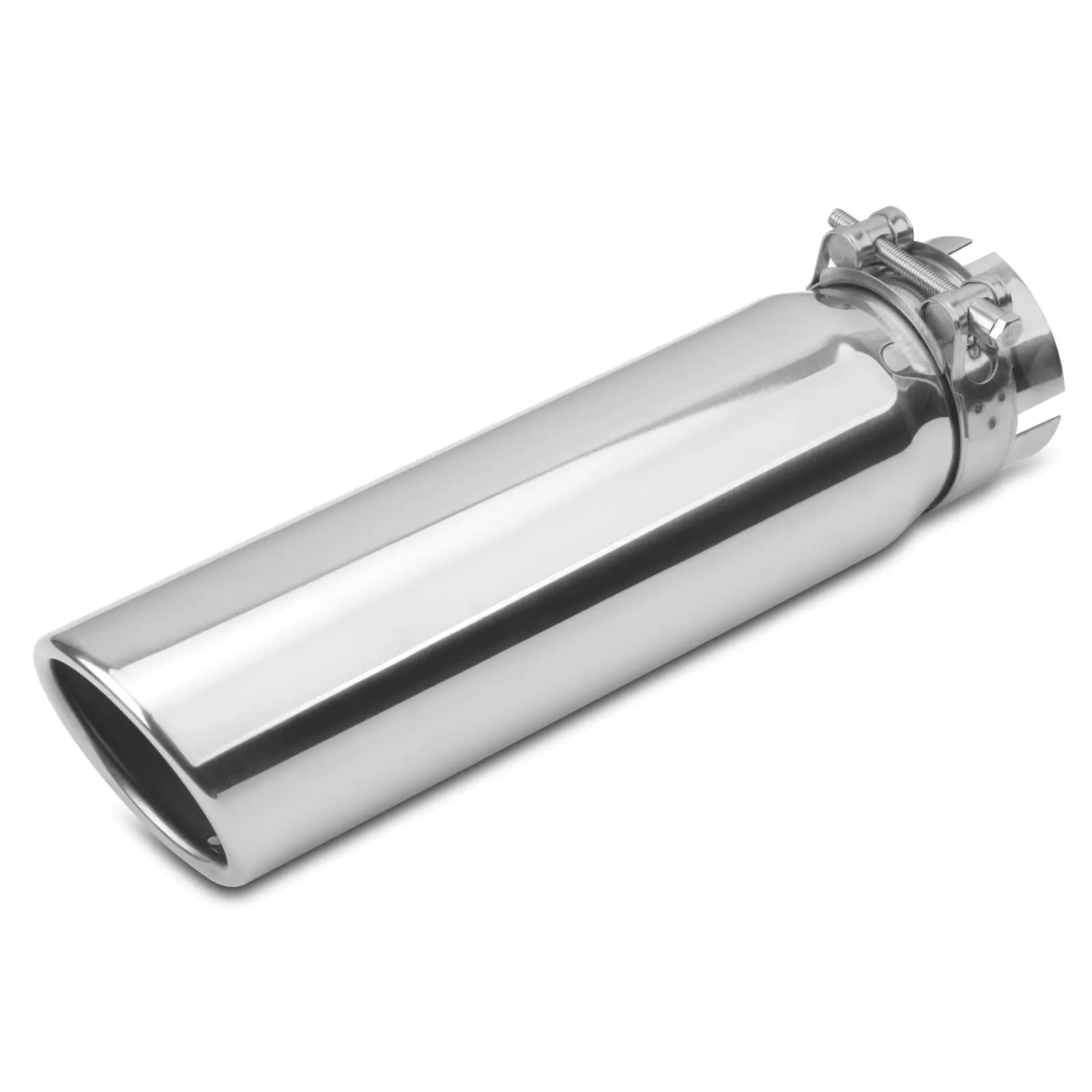 Stainless Steel Exhaust Tip With 2.5 Inch Inlet, 3 Inch Outlet, 12 Inch Length, Clamp-On Design, Rolled Edge, Polished Slant Cut
Stainless Steel Exhaust Tip With 2.5 Inch Inlet, 3 Inch Outlet, 12 Inch Length, Clamp-On Design, Rolled Edge, Polished Slant Cut