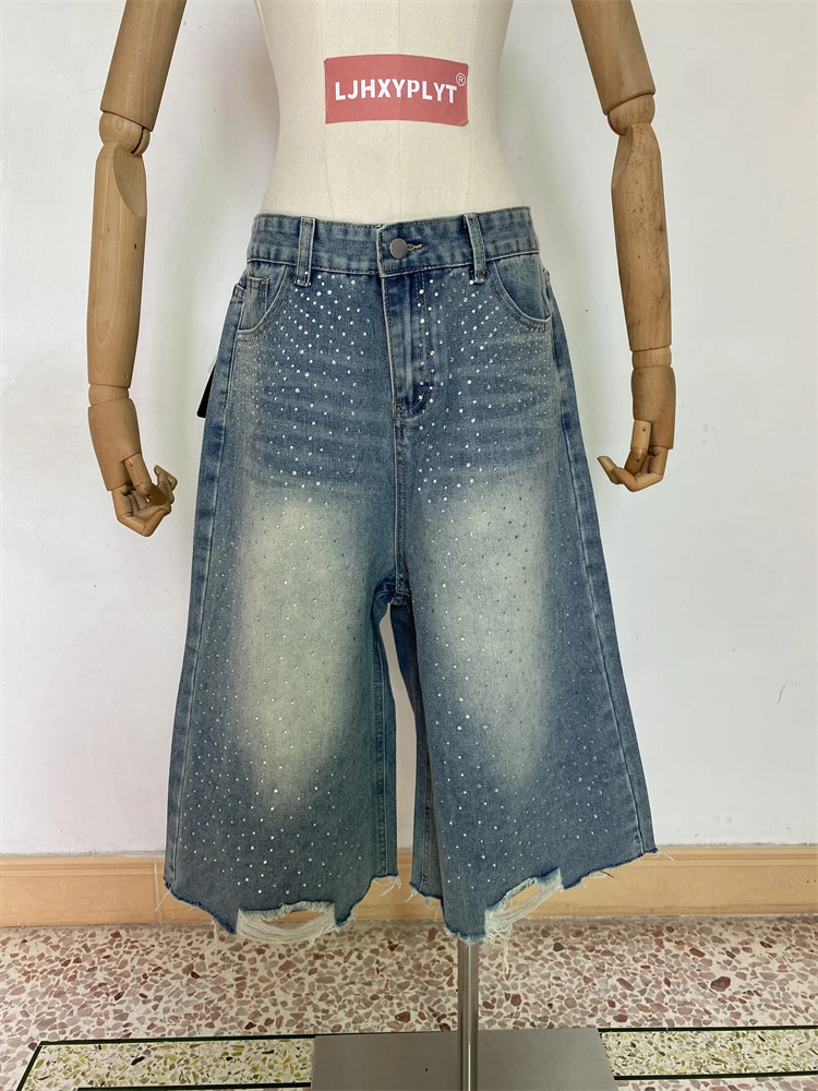 Summer Women's Sparkling Decorations Fashion Shorts Calf-length Jeans Female High Waist Capris Young Girl Denim Pants
Summer Women's Sparkling Decorations Fashion Shorts Calf-length Jeans Female High Waist Capris Young Girl Denim Pants