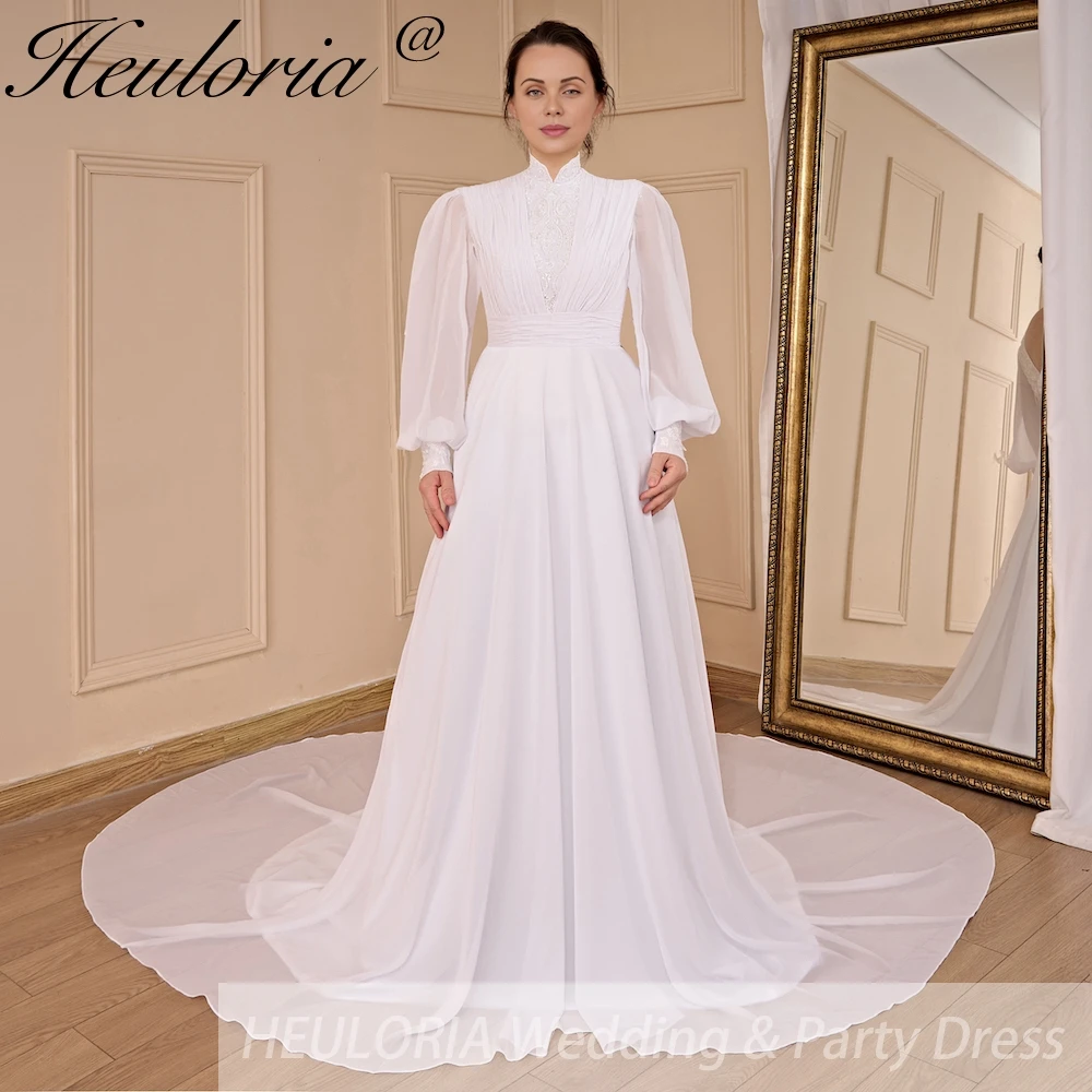 elegant a Line Muslim Wedding Dress long sleeve high neck lace chiffon bride dress plus size bride Wedding Gown
elegant a Line Muslim Wedding Dress long sleeve high neck lace chiffon bride dress plus size bride Wedding Gown