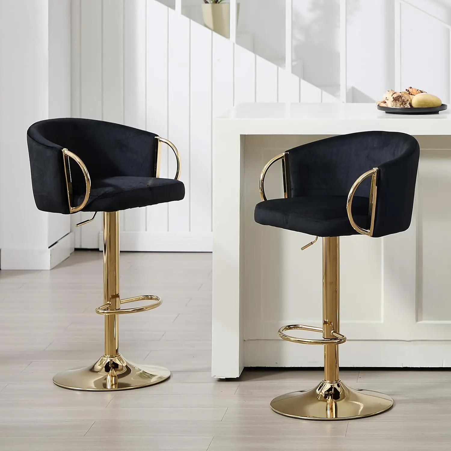 Velvet Bar Stools Set of 2, Adjustable 360° Swivel Counter Height Bar Chairs with Backs & Armrests, Gold Bar Stools, Customized
Velvet Bar Stools Set of 2, Adjustable 360° Swivel Counter Height Bar Chairs with Backs & Armrests, Gold Bar Stools, Customized
