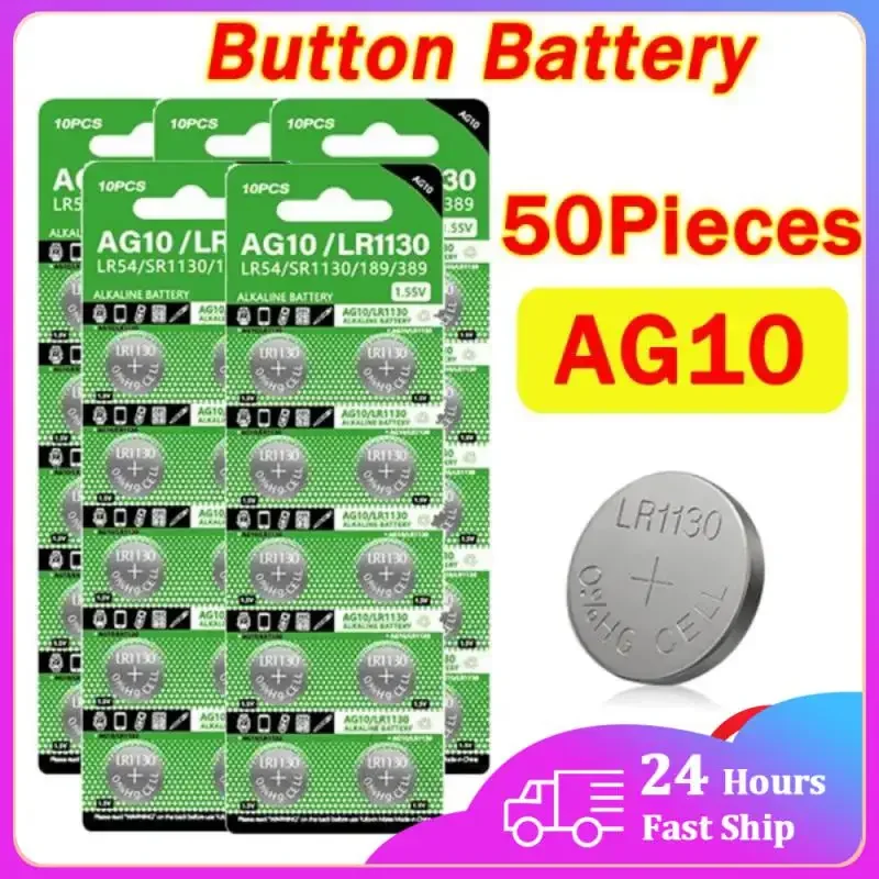 AG10 LR54 1,55 V Кнопочная батарея идеально подходит для часов, игрушек, пультов дистанционного управления-SR54 389 189 LR1130 SR1130 Щелочная Кнопочная батарея
AG10 LR54 1,55 V Кнопочная батарея идеально подходит для часов, игрушек, пультов дистанционного управления-SR54 389 189 LR1130 SR1130 Щелочная Кнопочная батарея
