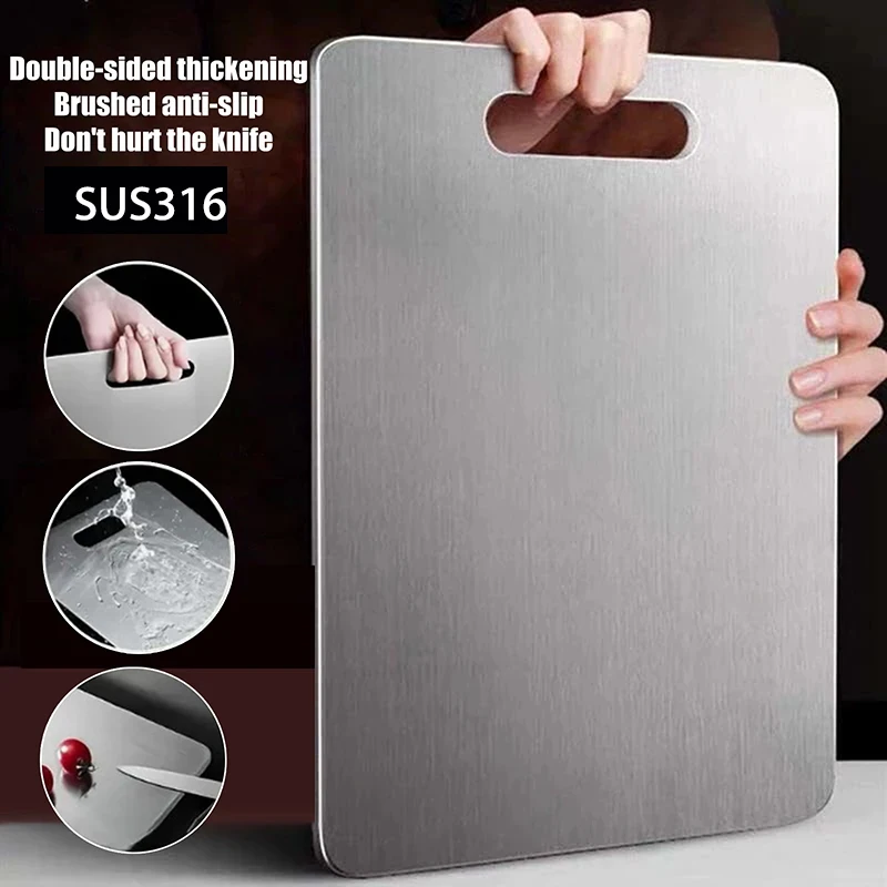 Kitchen-specific cutting board, 316 stainless steel double-sided panel, kitchen accessory tools, food-grade meat cutting board
Kitchen-specific cutting board, 316 stainless steel double-sided panel, kitchen accessory tools, food-grade meat cutting board