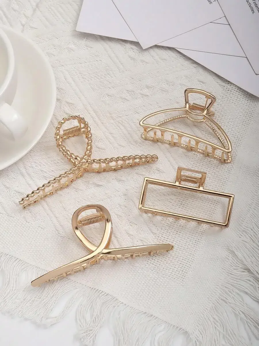 4pcs Geometric Hollow Alloy Large Claw Clips For Women Vintage Hair Accessories Casual Daily Wear
4pcs Geometric Hollow Alloy Large Claw Clips For Women Vintage Hair Accessories Casual Daily Wear