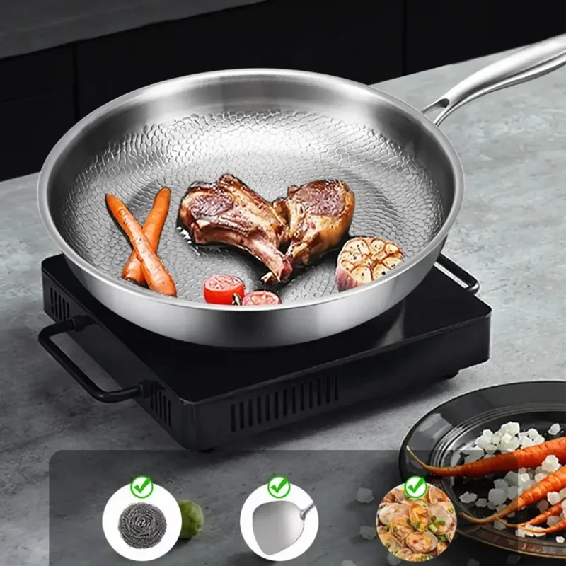 Titanium Frying Pan with Lid 26/28/30cm Non-stick Even-Heating Skillet Uncoated Fish Scale Hammer Pattern Kitchen Cookware
Titanium Frying Pan with Lid 26/28/30cm Non-stick Even-Heating Skillet Uncoated Fish Scale Hammer Pattern Kitchen Cookware