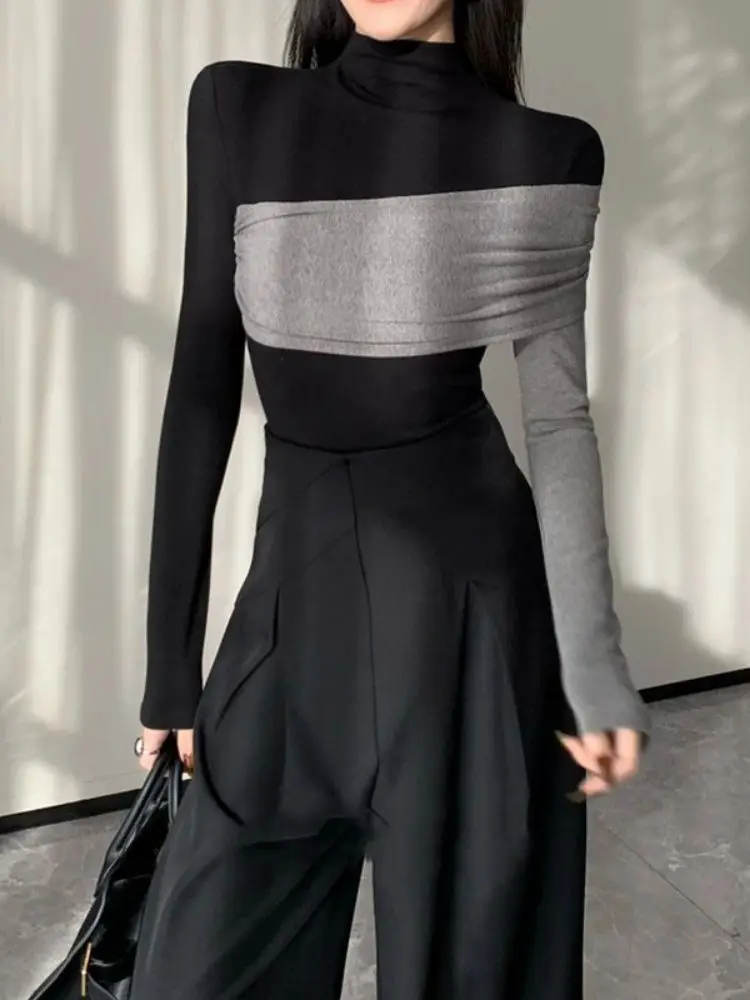 American style spicy girl high neck contrasting color women's T-shirt autumn/winter season Y2K spicy girl slim fit trendy top
American style spicy girl high neck contrasting color women's T-shirt autumn/winter season Y2K spicy girl slim fit trendy top